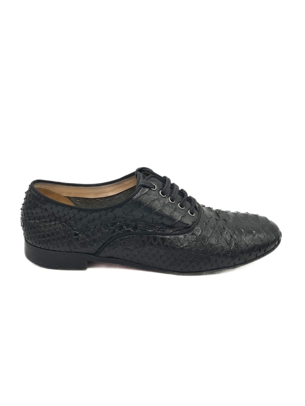 Christian Louboutin Python Black Round Toe Laced Oxford Derby Shoes